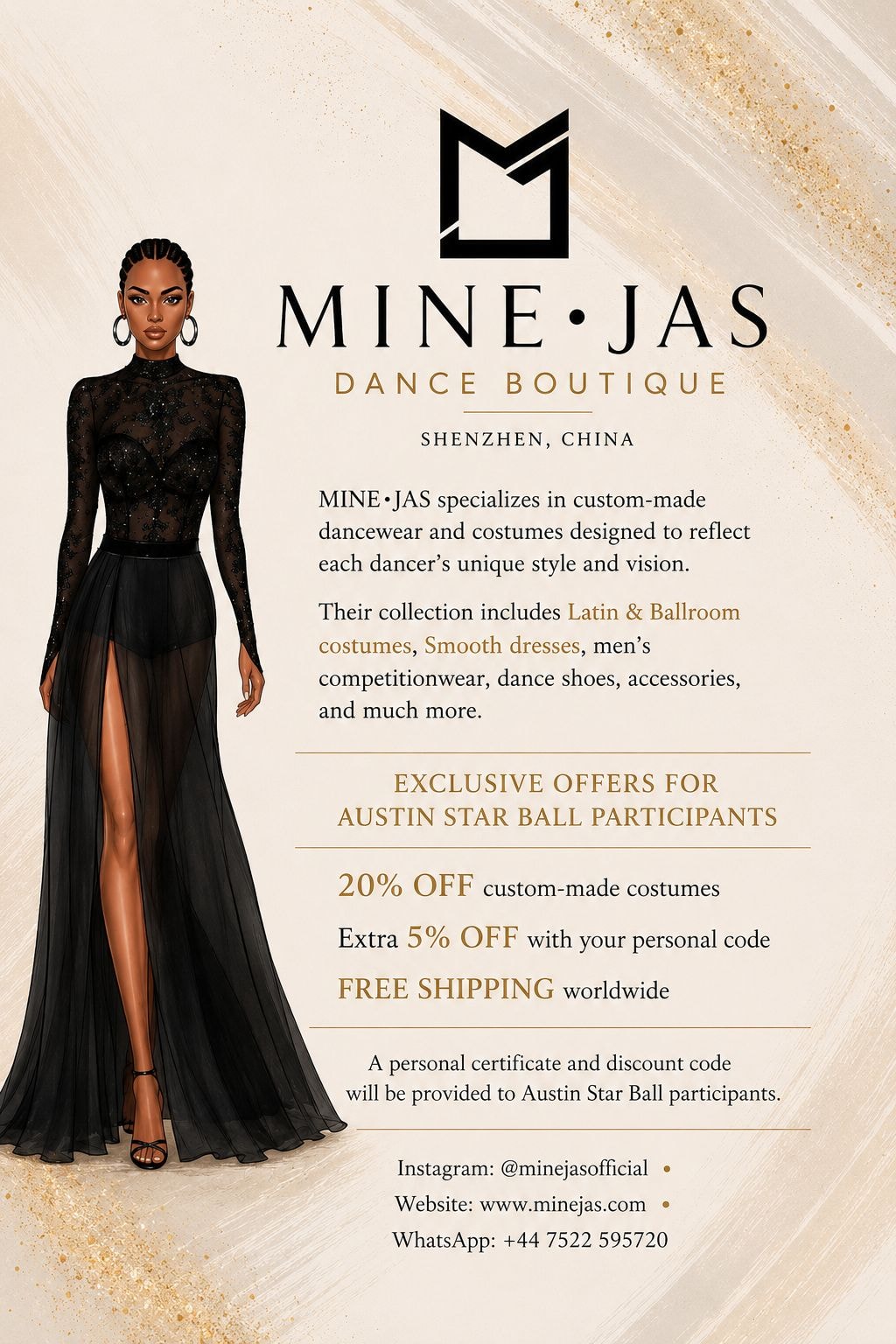 MINE·JAS Dance Boutique exclusive offers for Austin Star Ball participants